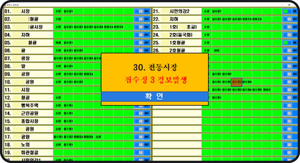 화재 및 수위감지 프로그램 화면